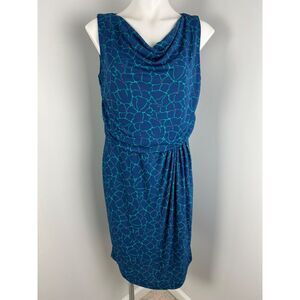 Talbots Blue Ruched Sheath Midi Dress